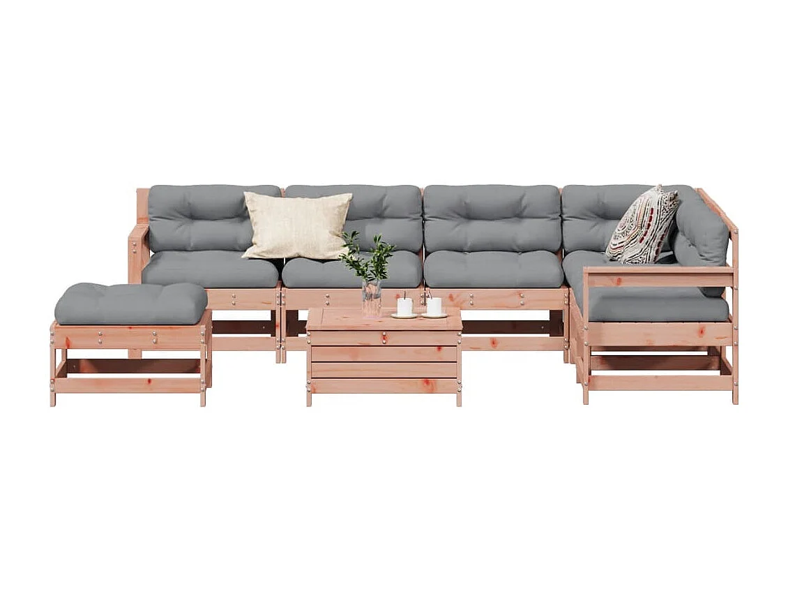 Salon de jardin 8 pcs avec coussins bois massif douglas