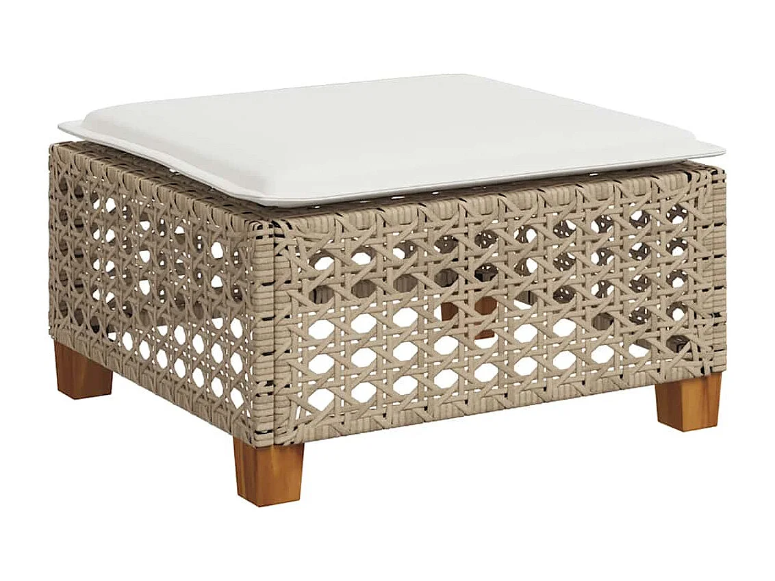 8-delige Loungeset met kussens poly rattan beige