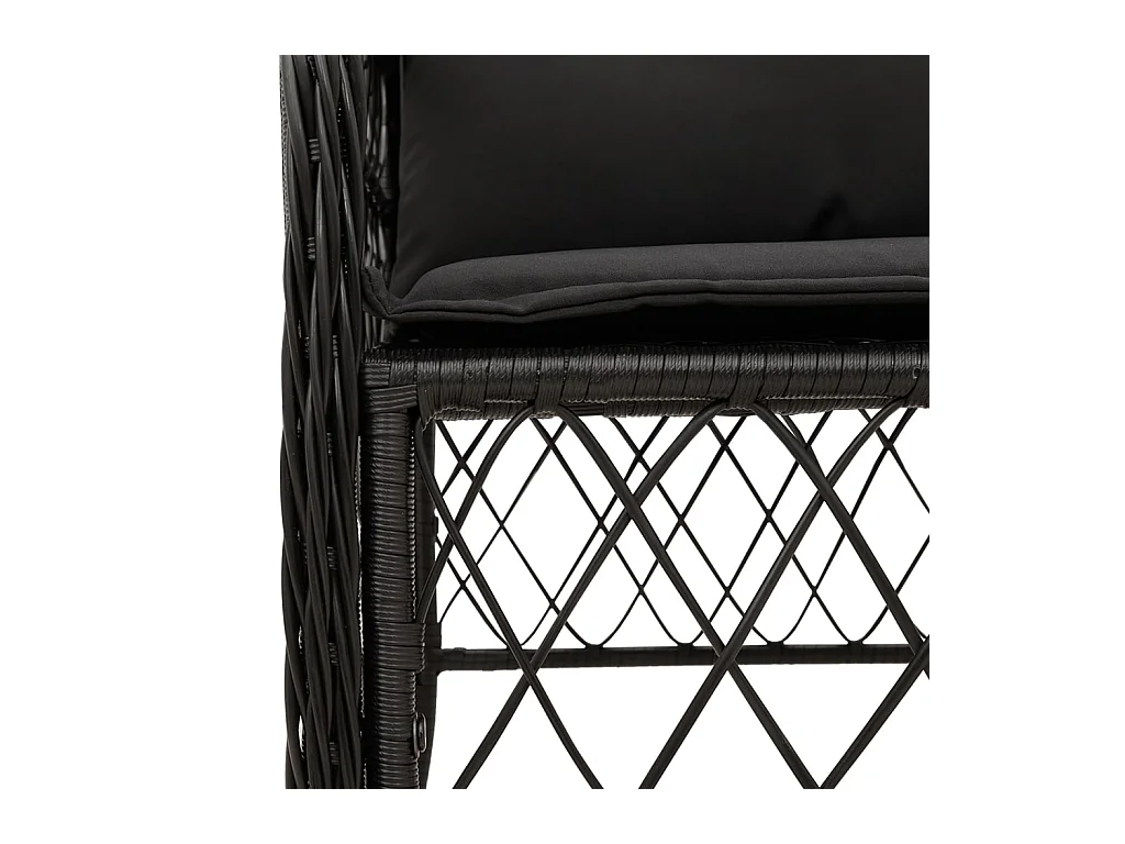 Ensemble à manger de jardin 9pcs coussins noir résine tressée