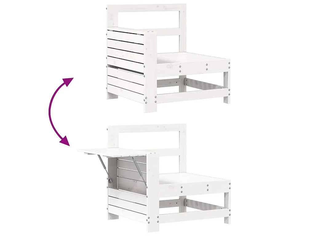 5-delige Loungeset massief grenenhout wit