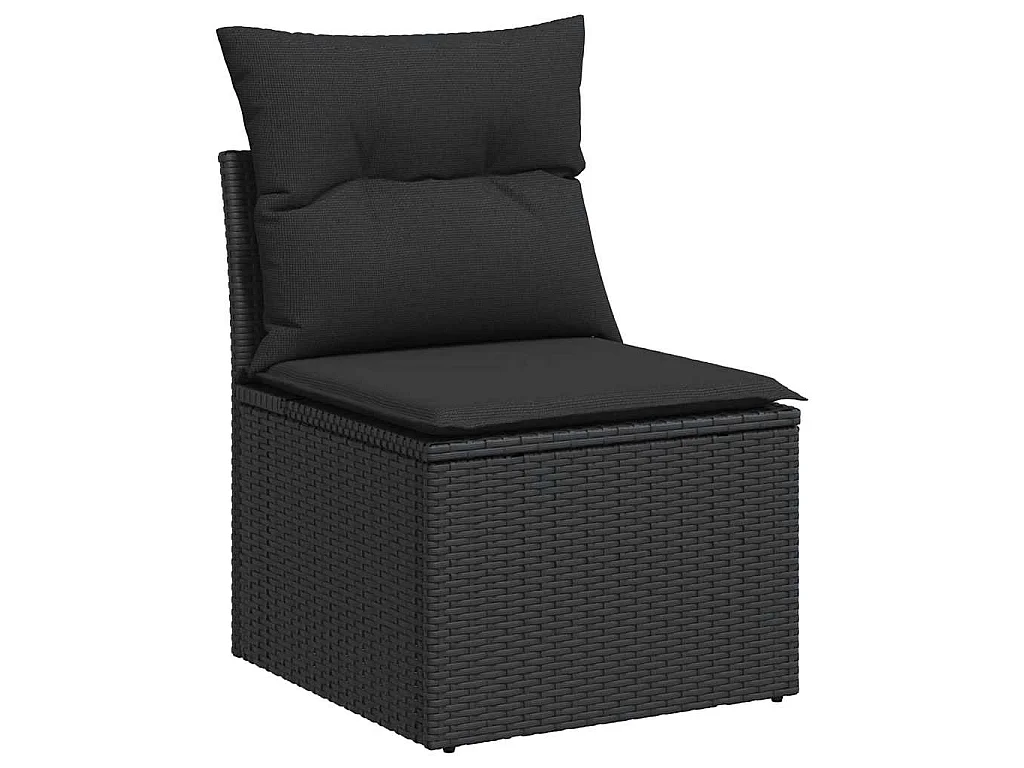 Set Divani da Giardino 11 pz con Cuscini Polyrattan Acacia Nero