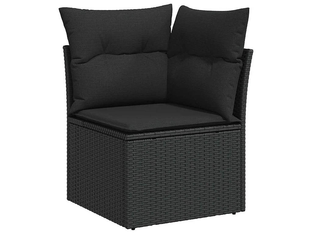 Set Divani da Giardino 11 pz con Cuscini Polyrattan Acacia Nero