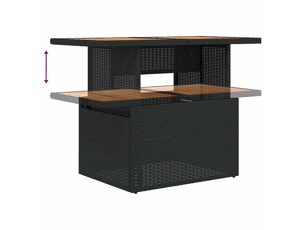 Set Divani da Giardino 11 pz con Cuscini Polyrattan Acacia Nero