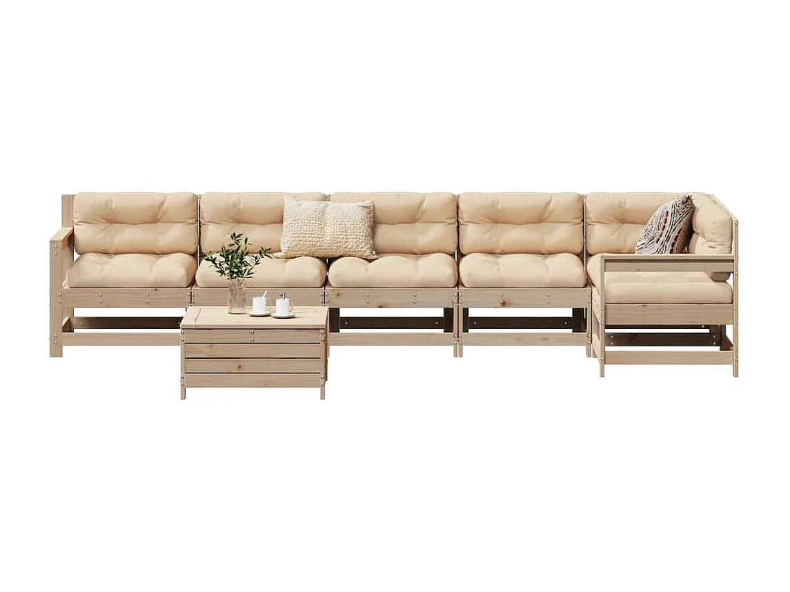 7-delige Loungeset massief grenenhout