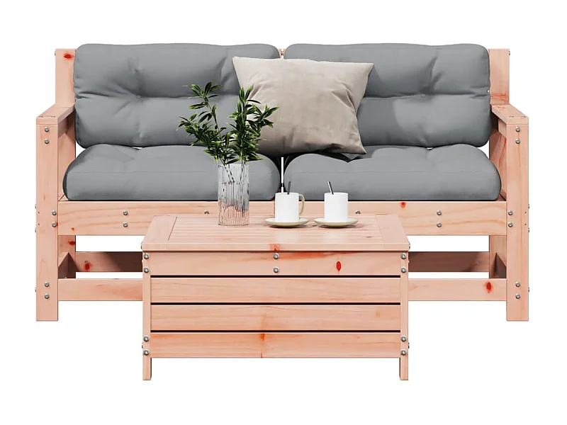 3-tlg. Garten-Lounge-Set mit Kissen Massivholz Douglasie