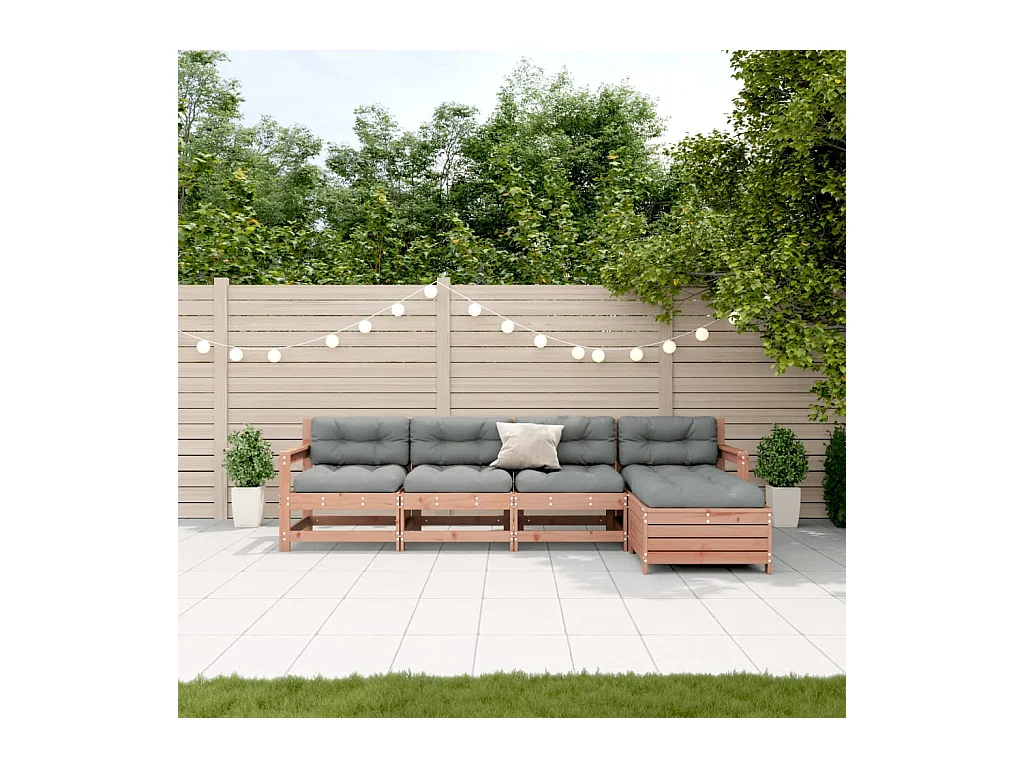 Set Divani Giardino 5 pz con Cuscini Legno Massello di Douglas