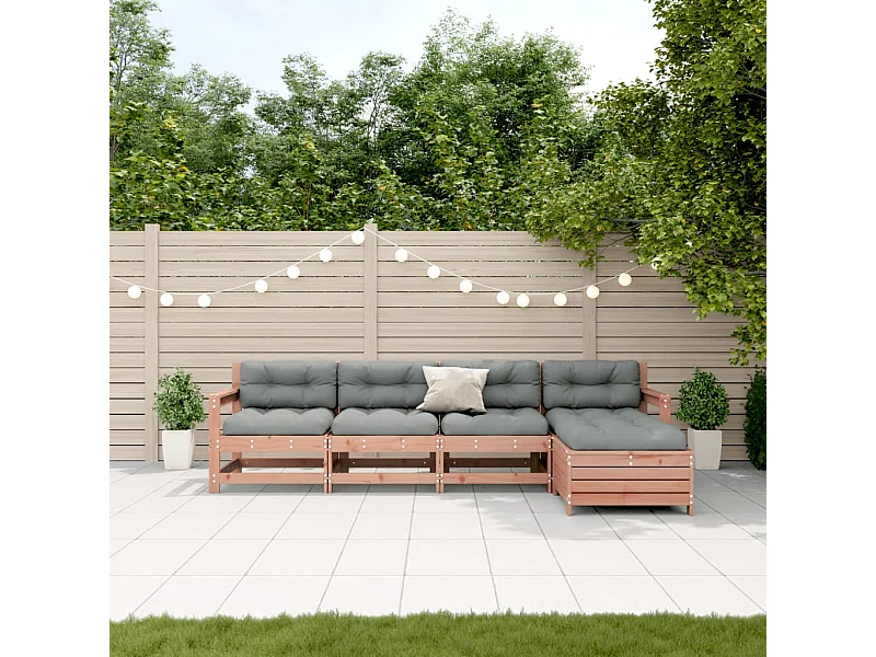 Salon de jardin 5 pcs avec coussins bois massif douglas