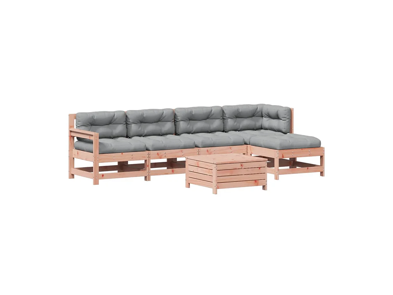 Salon de jardin 6 pcs avec coussins bois massif Douglas