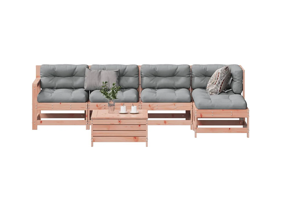 Set Divani Giardino 6 pz con Cuscini Legno Massello di Douglas