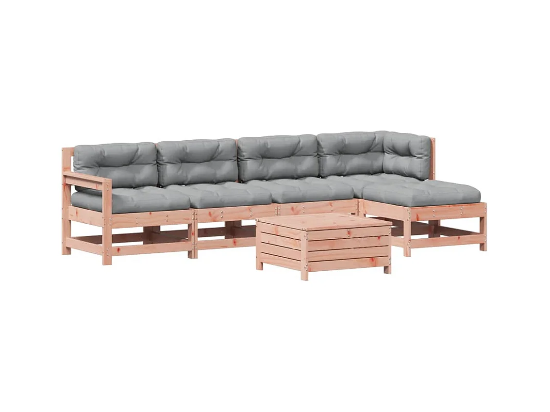 Set Divani Giardino 6 pz con Cuscini Legno Massello di Douglas
