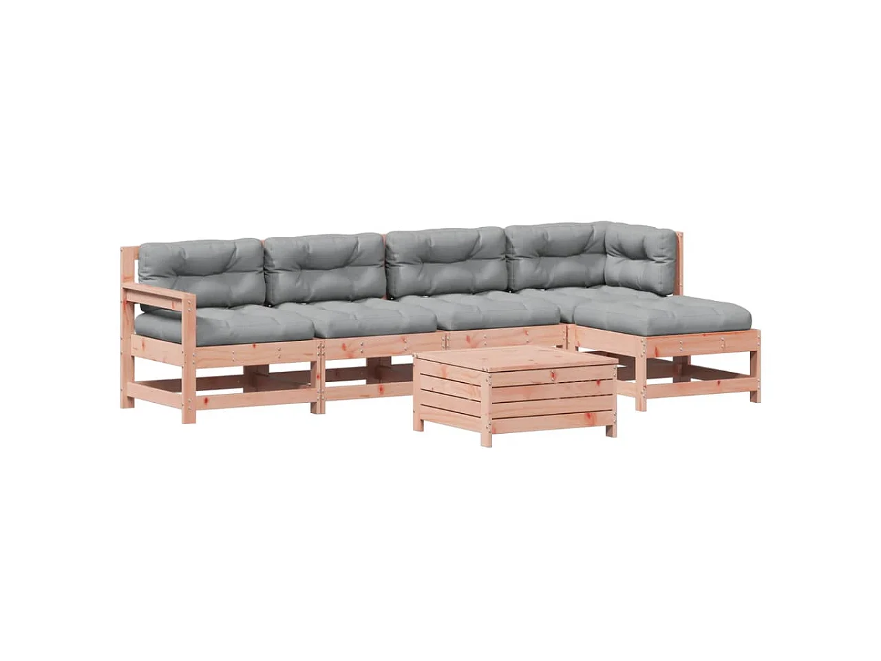 Salon de jardin 6 pcs avec coussins bois massif Douglas