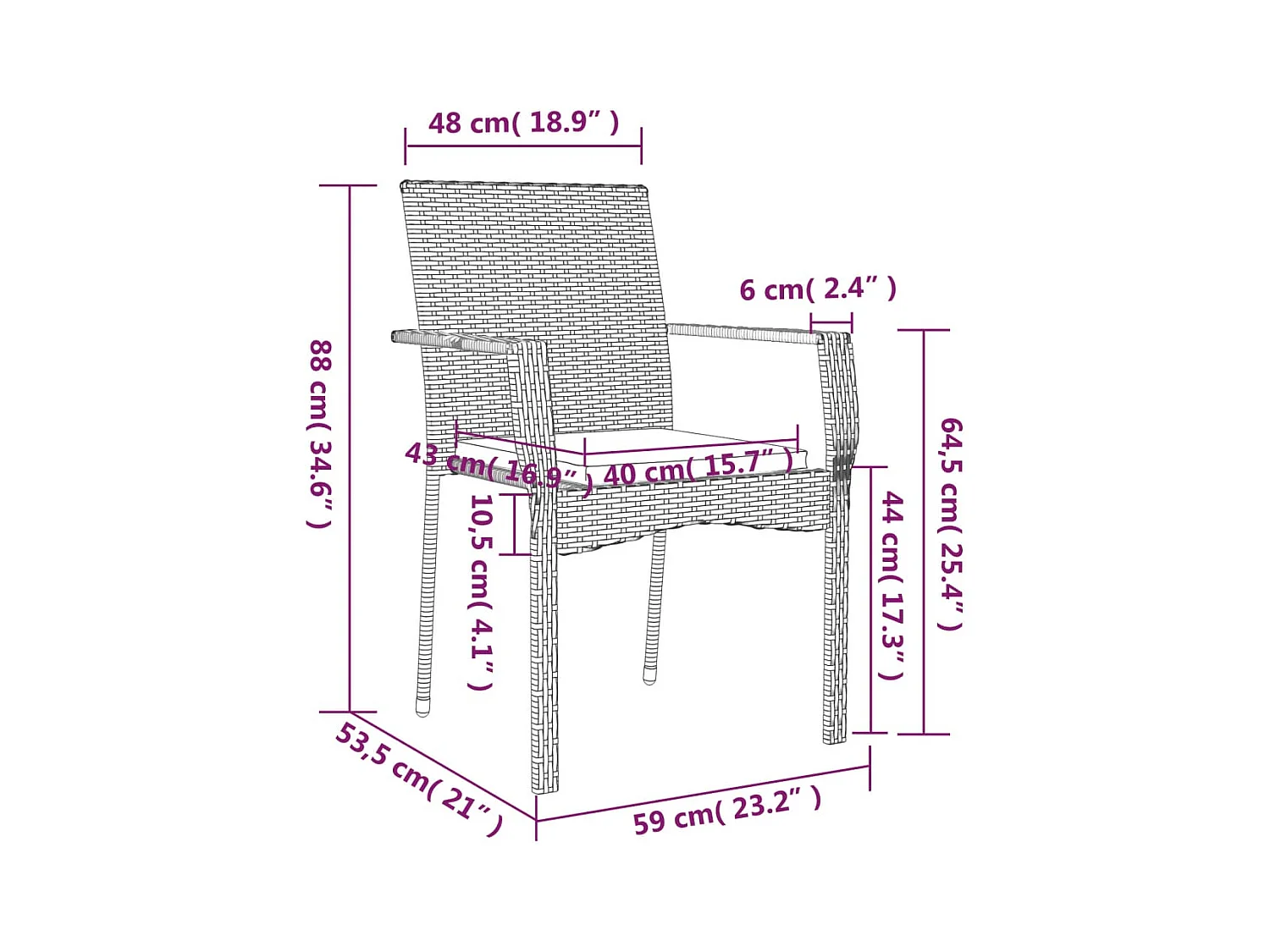 Ensemble à manger de jardin 9pcs coussins noir résine tressée