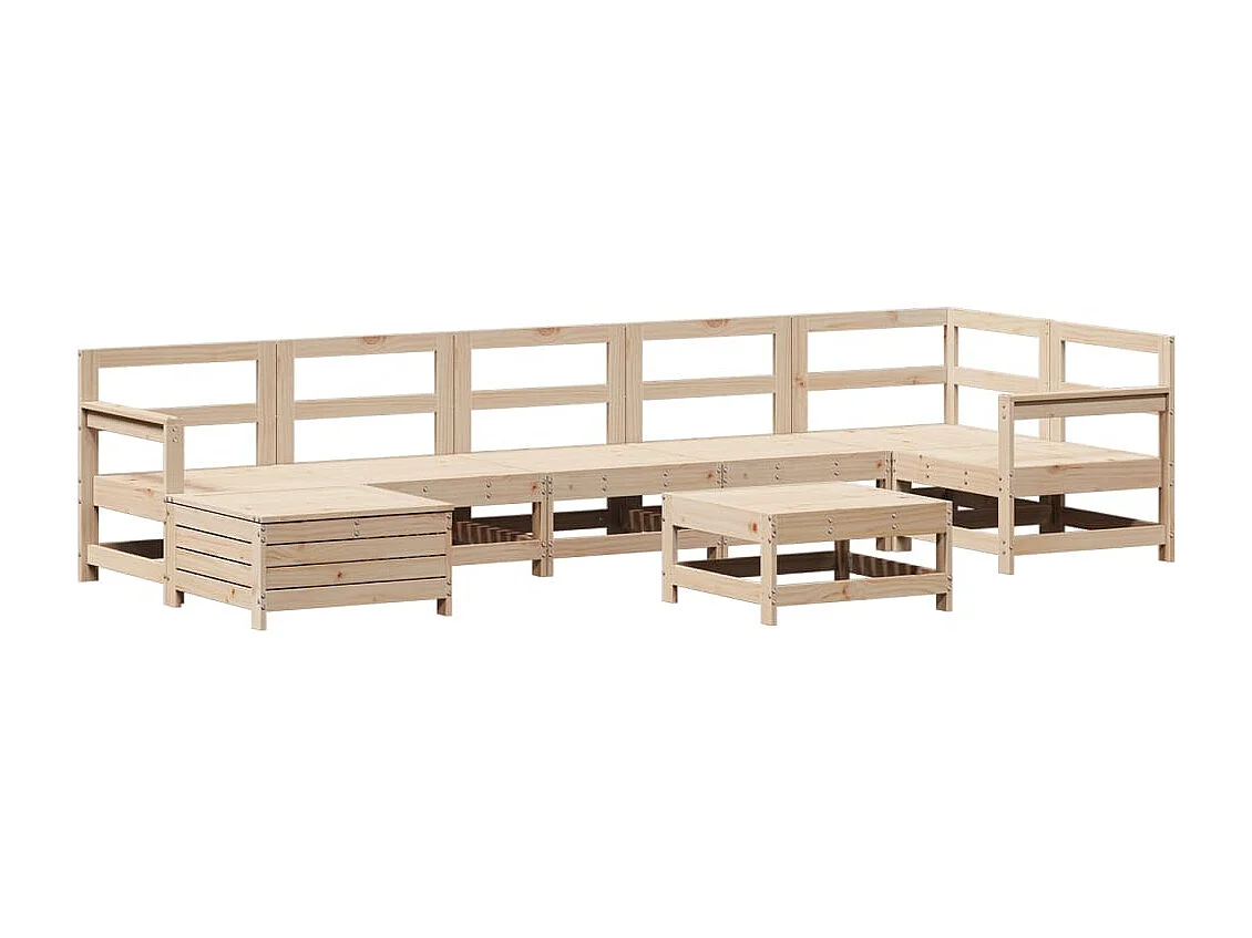 Set Divani da Giardino 8 pz in Legno Massello di Pino