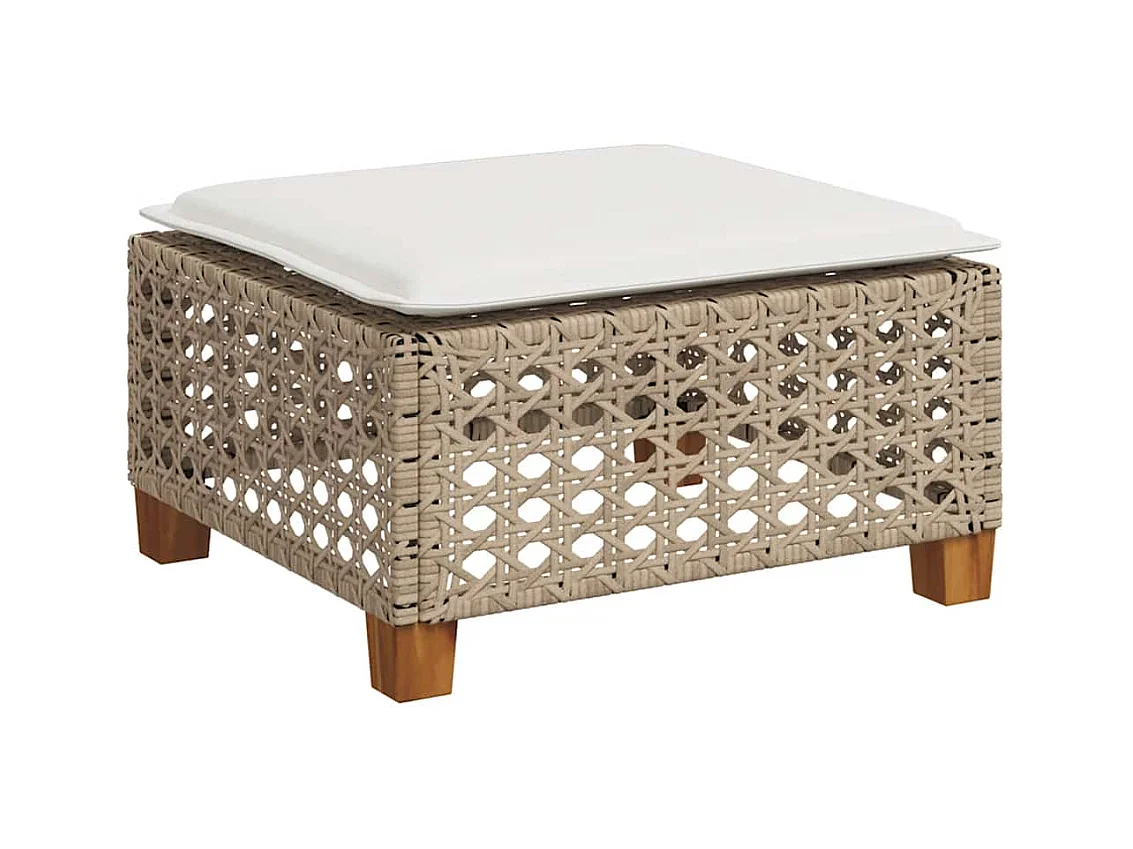 Salon de jardin avec coussins 4 pcs beige résine tressée