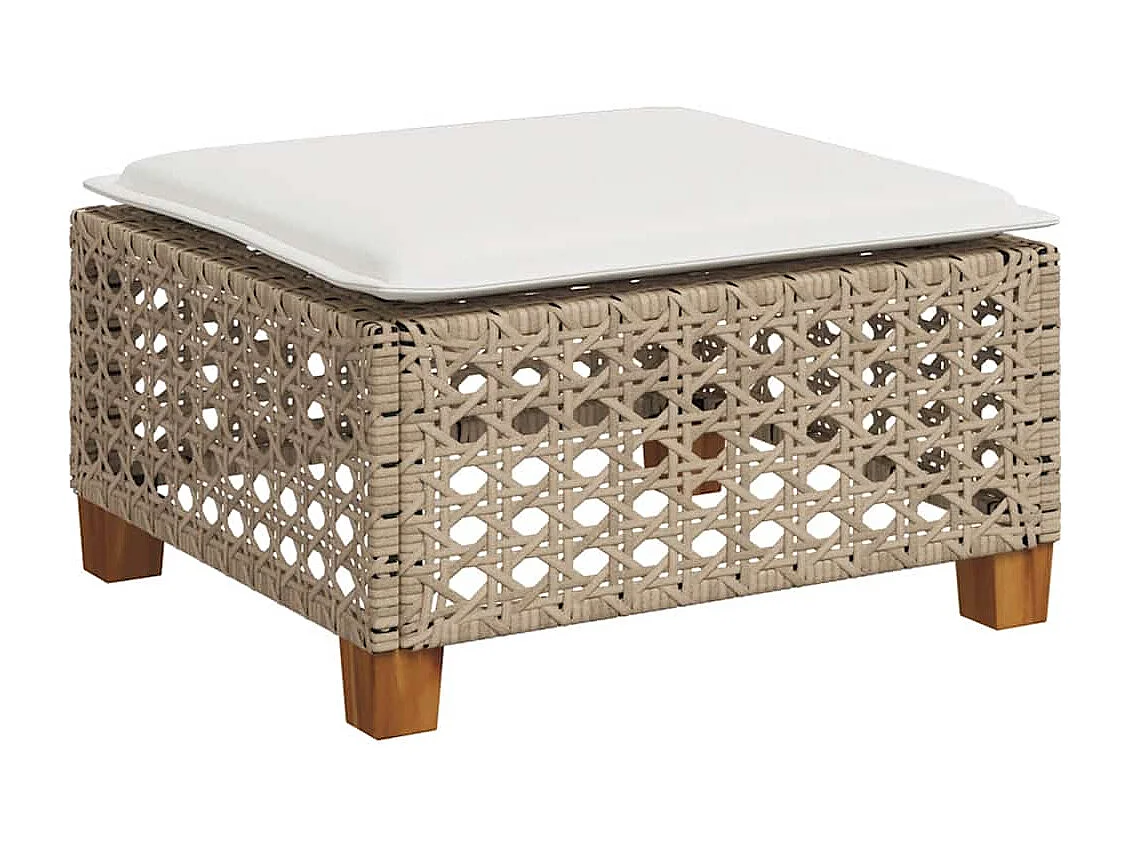 Salon de jardin avec coussins 4 pcs beige résine tressée