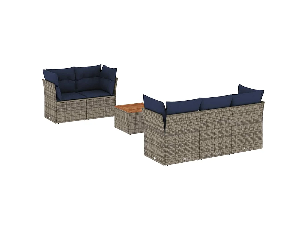 6-tlg. Garten-Sofagarnitur mit Kissen Grau Poly Rattan