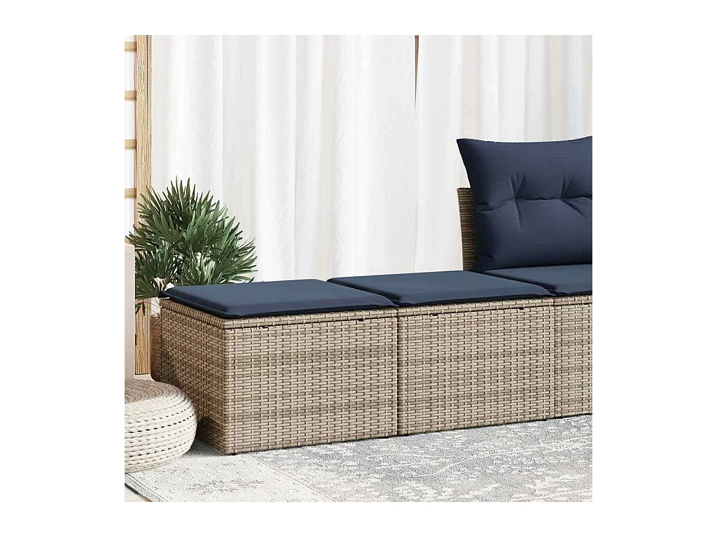 Salon de jardin 2 pcs avec coussins gris résine tressée acacia