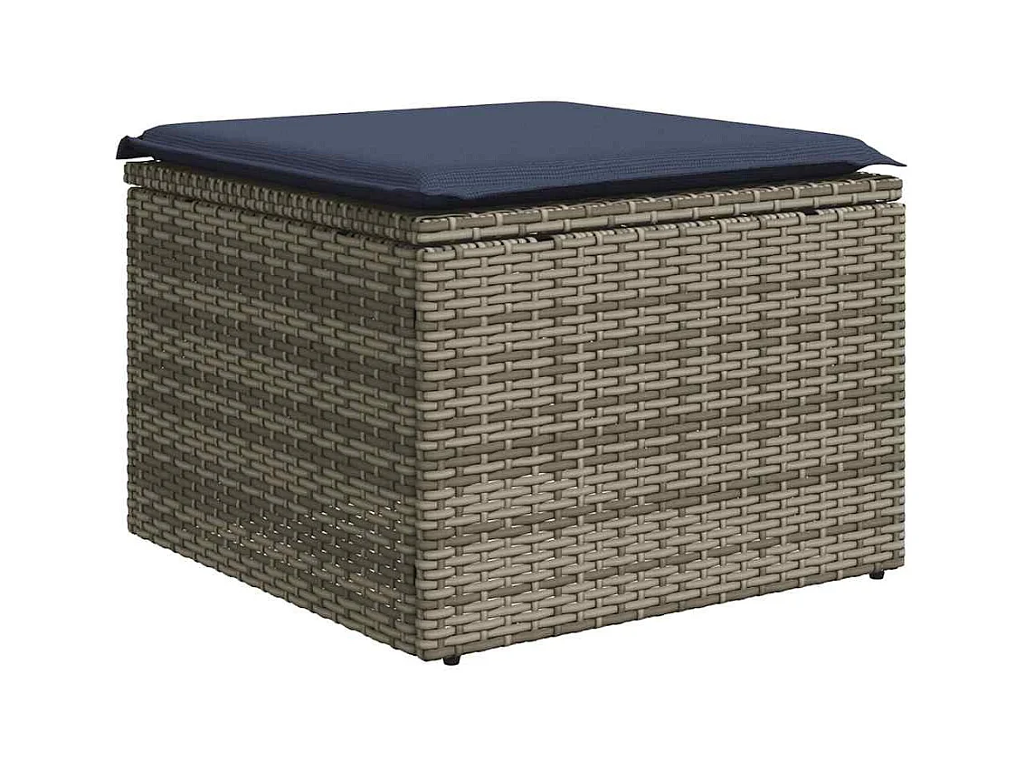 Salon de jardin 2 pcs avec coussins gris résine tressée acacia