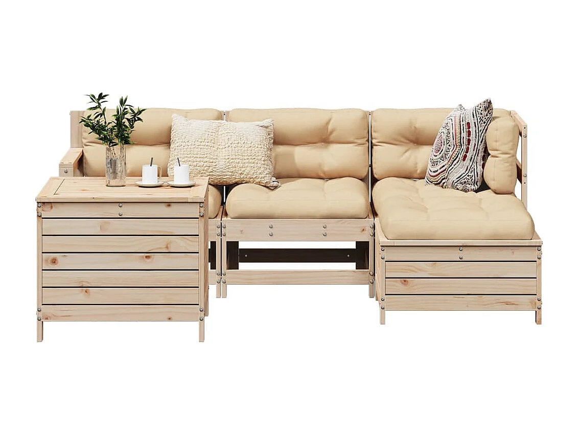 5-tlg. Garten-Sofagarnitur Massivholz Kiefer