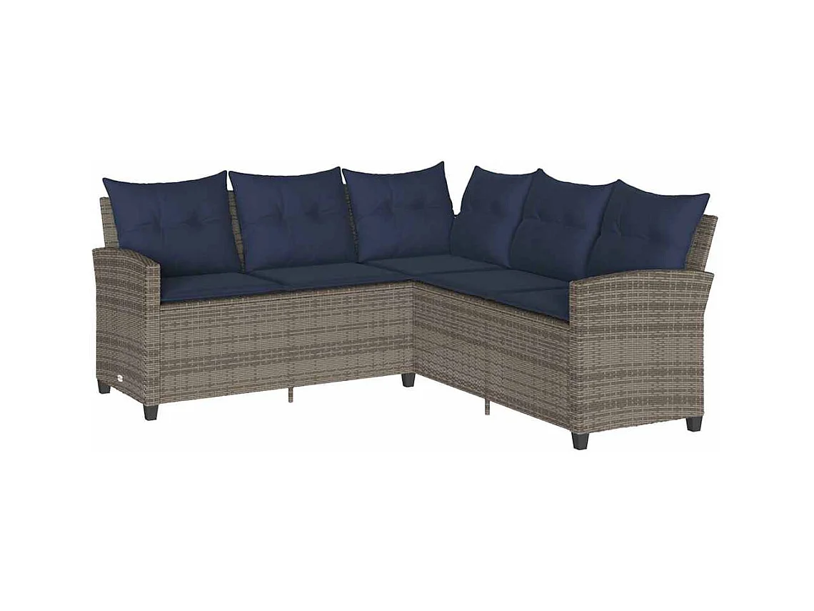 Set de sofás de jardín en forma de L con cojines 6 pzas gris