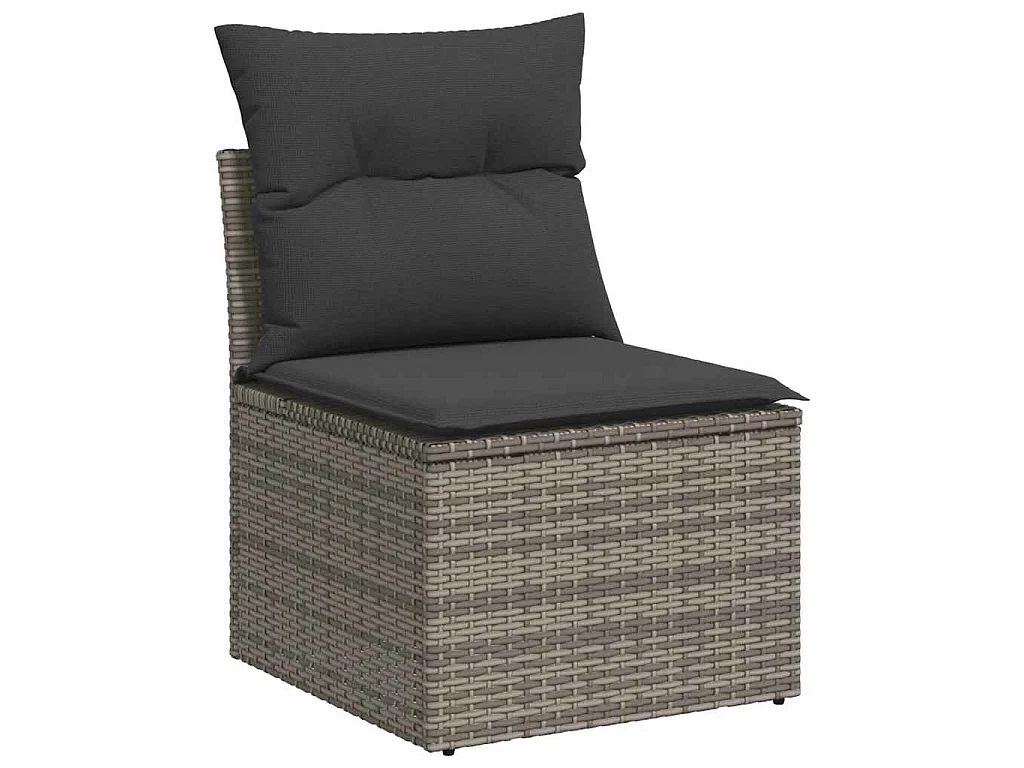 Set Divani Giardino 11 pz con Cuscini Polyrattan Acacia Grigio