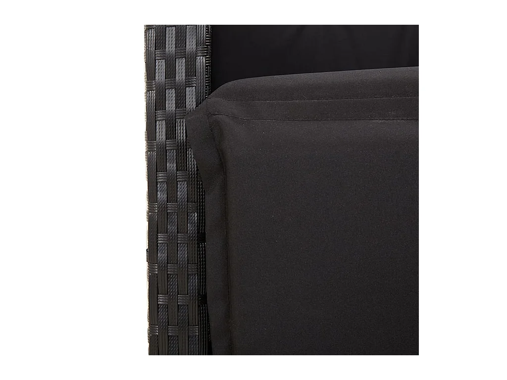 Ensemble à manger de jardin coussins 7pcs Noir Résine tressée