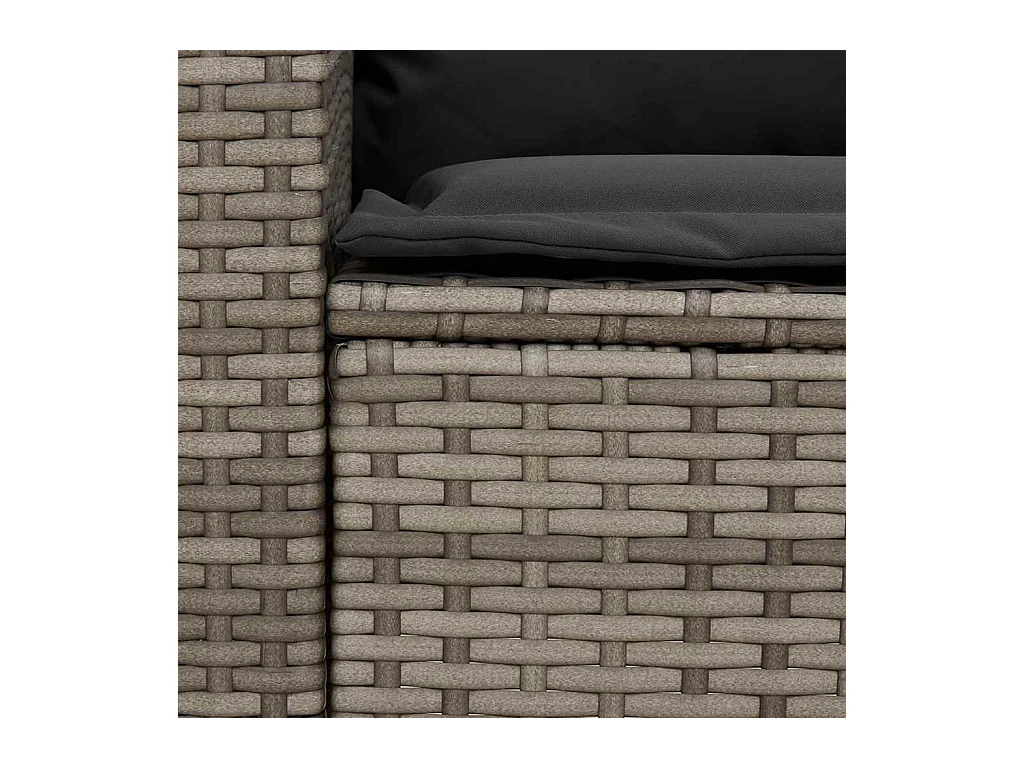 Sofá de jardín con cojines ratán sintético gris