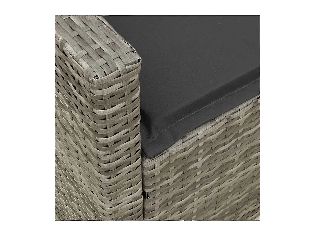 Sofá de jardín con cojines ratán sintético gris