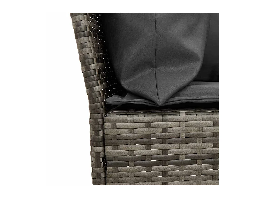 Sofá de jardín con cojines ratán sintético gris