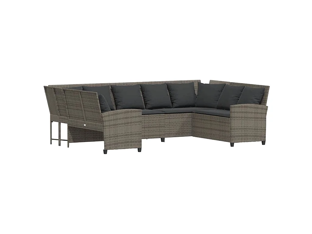 Gartensofa mit Kissen Grau Poly Rattan
