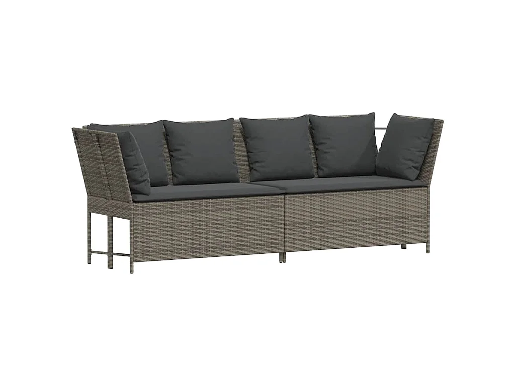 Gartensofa mit Kissen Grau Poly Rattan