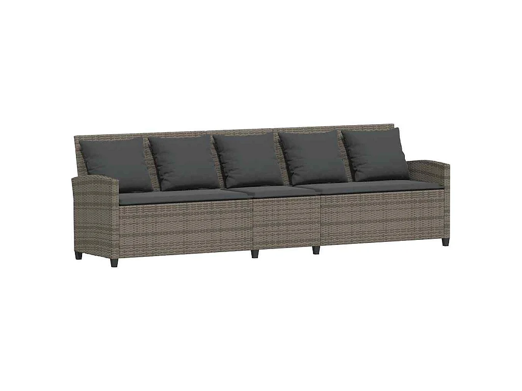 Gartensofa mit Kissen Grau Poly Rattan