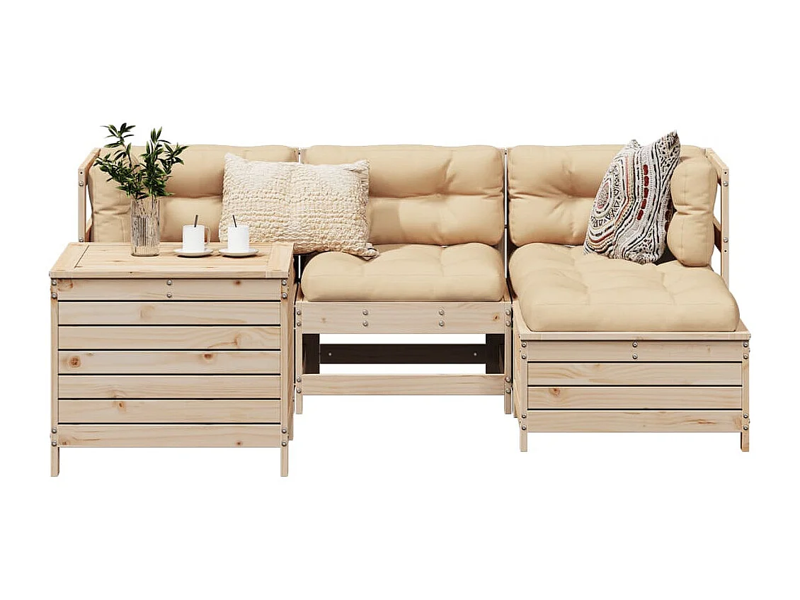 5-delige Loungeset massief grenenhout