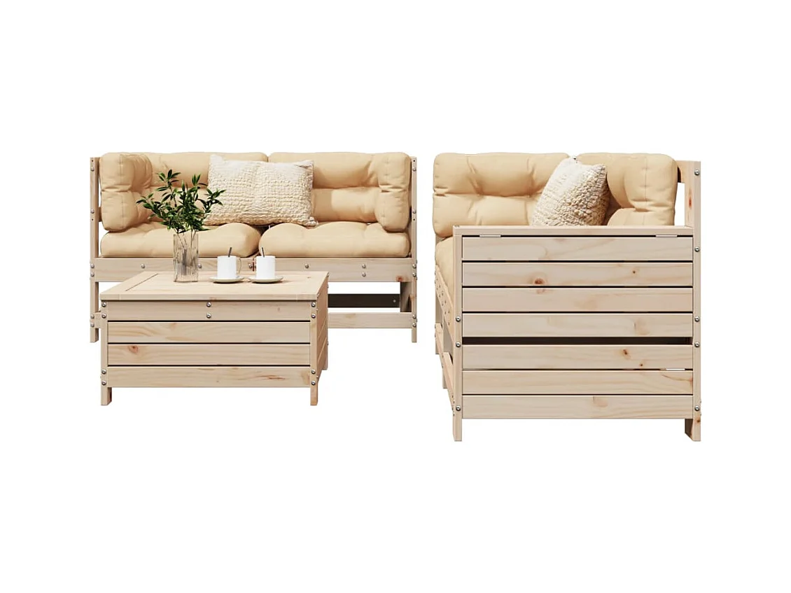 5-delige Loungeset massief grenenhout