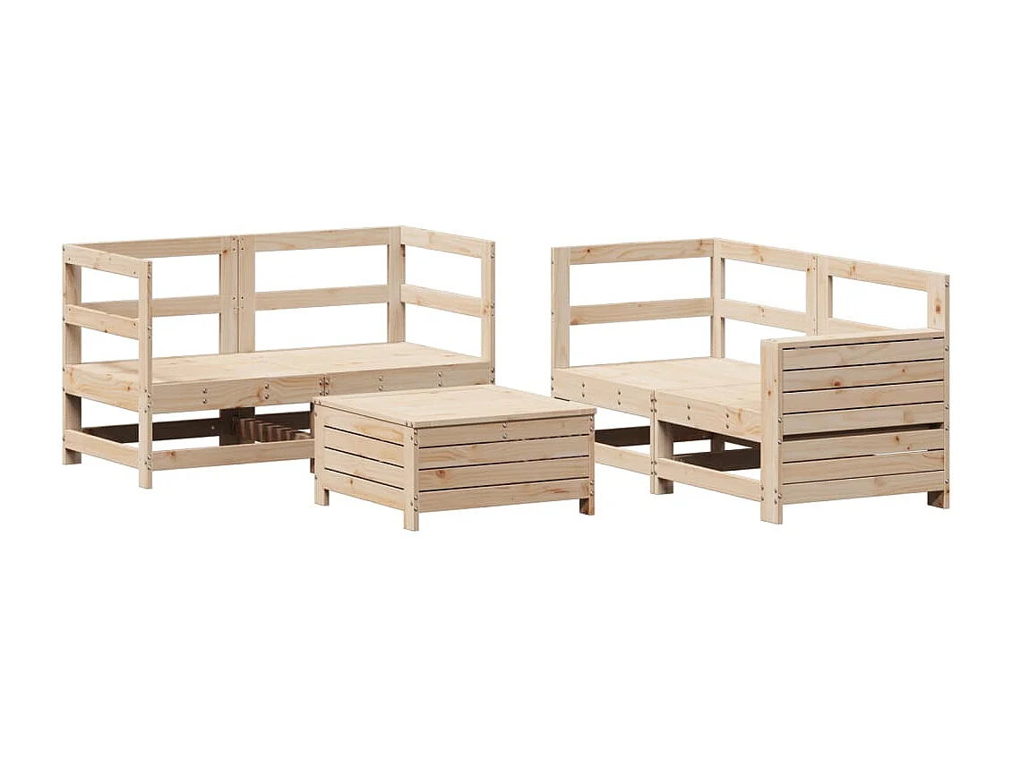 5 pcs conjunto de sofás para jardim madeira de pinho maciça