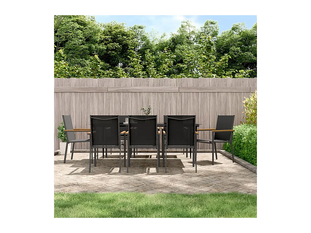 9-tlg. Garten-Essgruppe Schwarz Textilene und Stahl