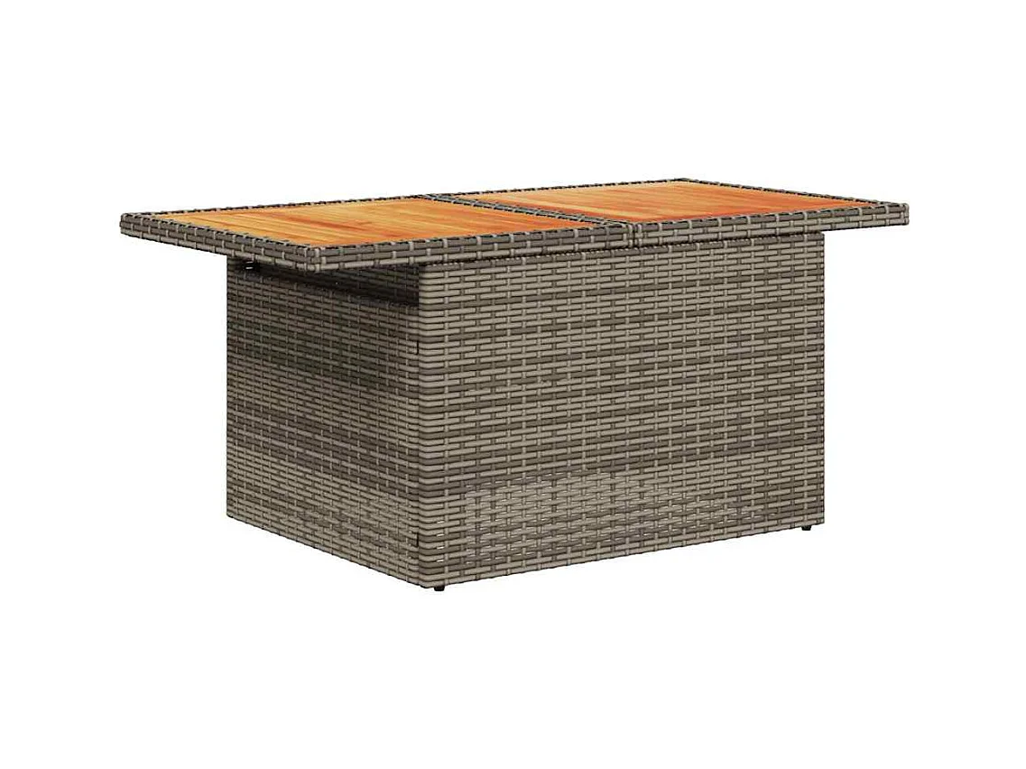 Salon de jardin avec coussins 6 pcs gris résine tressée acacia