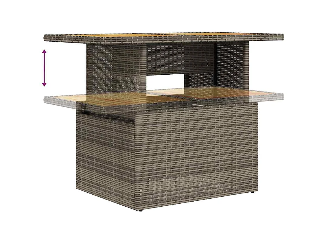 Salon de jardin avec coussins 6 pcs gris résine tressée acacia