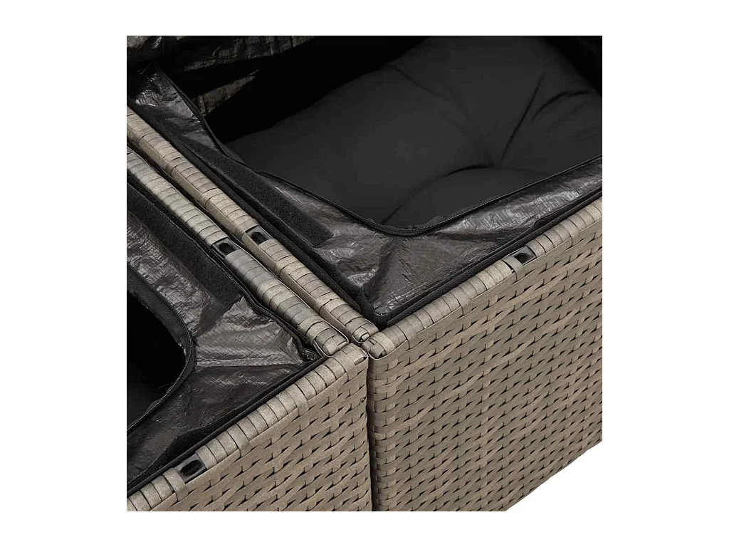 Salon de jardin avec coussins 6 pcs gris résine tressée acacia