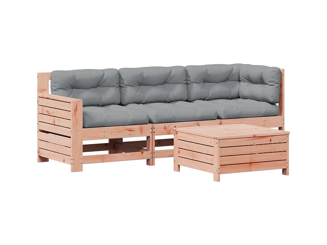 Set Divani Giardino 4 pz con Cuscini Legno Massello di Douglas