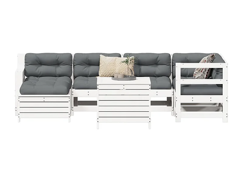 7-delige Loungeset massief grenenhout wit