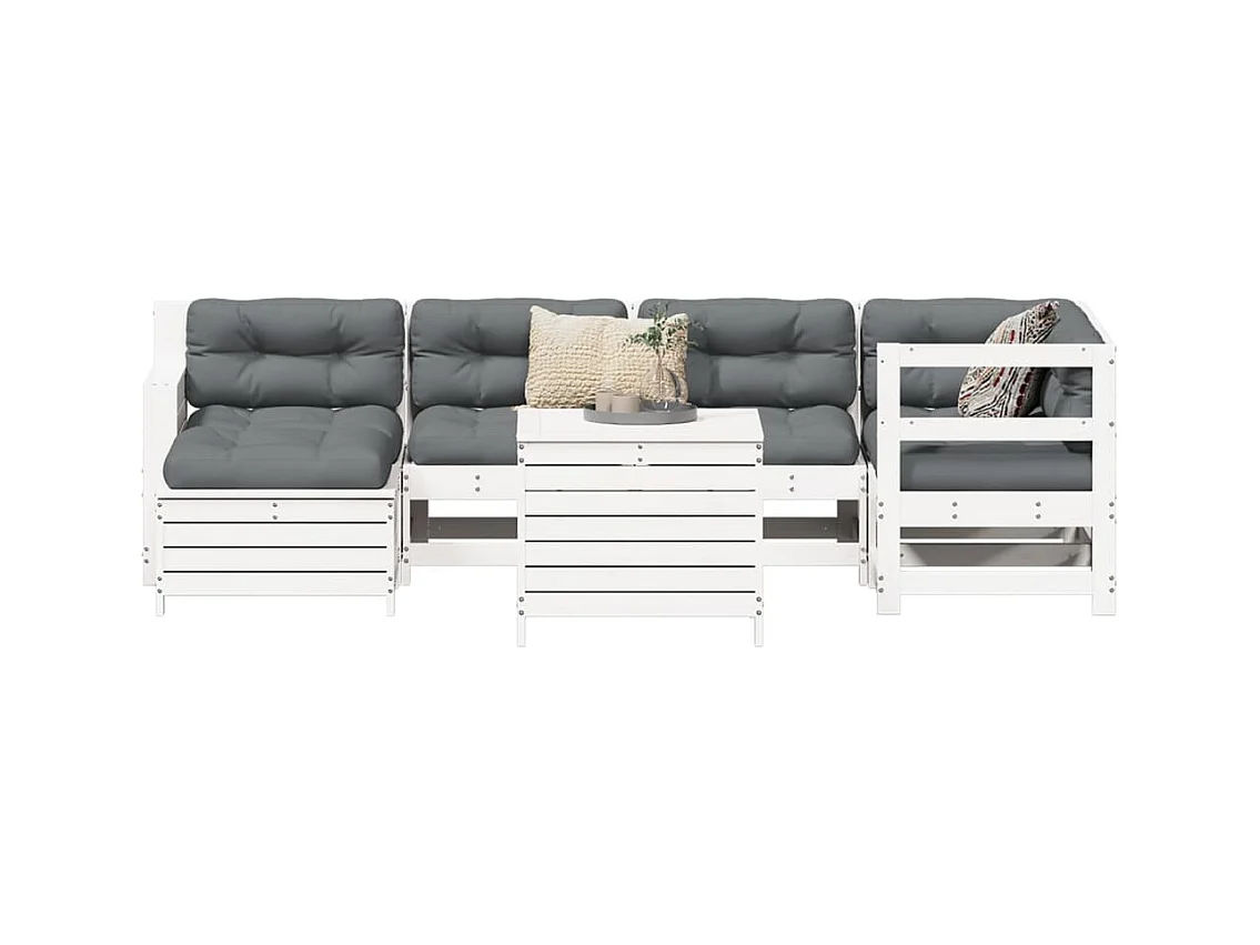 7-delige Loungeset massief grenenhout wit