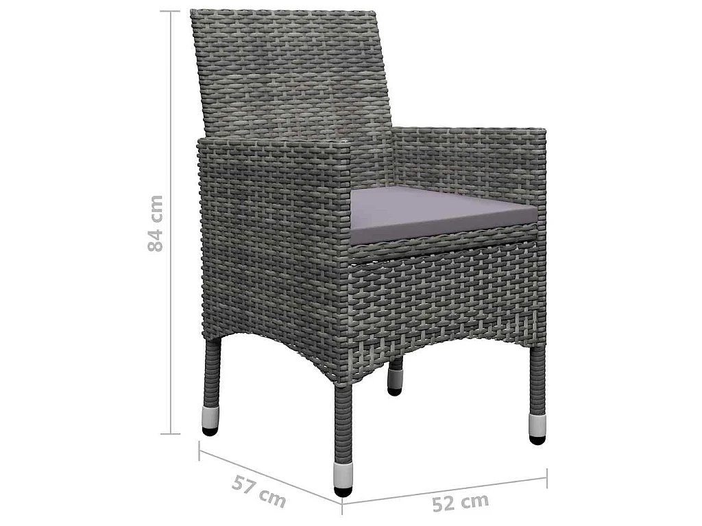 Ensemble à manger de jardin 5 pcs Gris