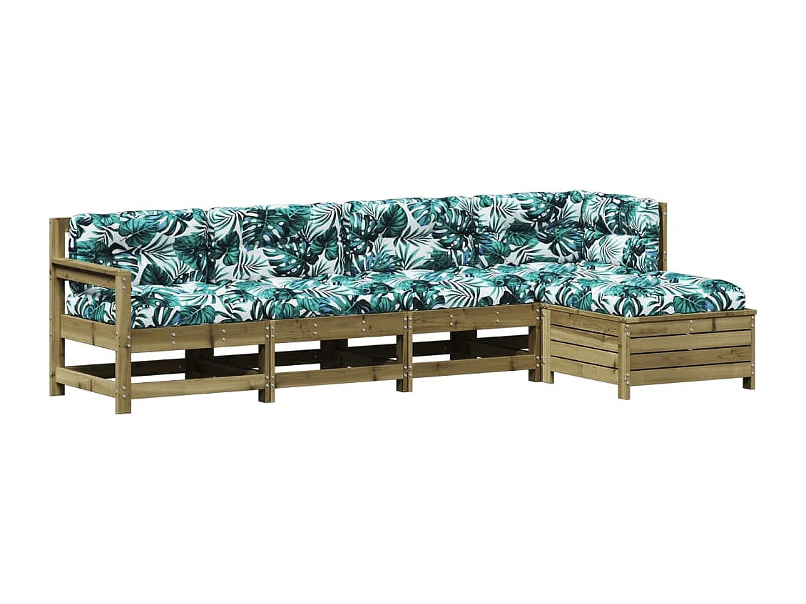 Salon de jardin 5 pcs avec coussins bois de pin imprégné