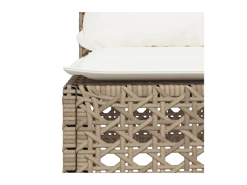 Salon de jardin avec coussins 8 pcs beige résine tressée