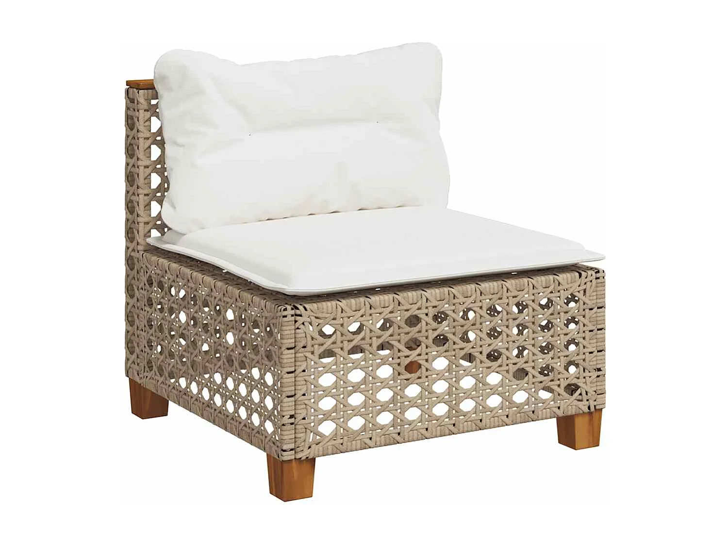 11-tlg. Garten-Sofagarnitur mit Kissen Beige Poly Rattan