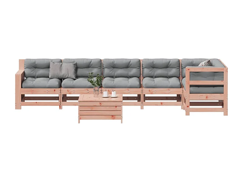 Set Divani Giardino 7 pz con Cuscini Legno Massello di Douglas