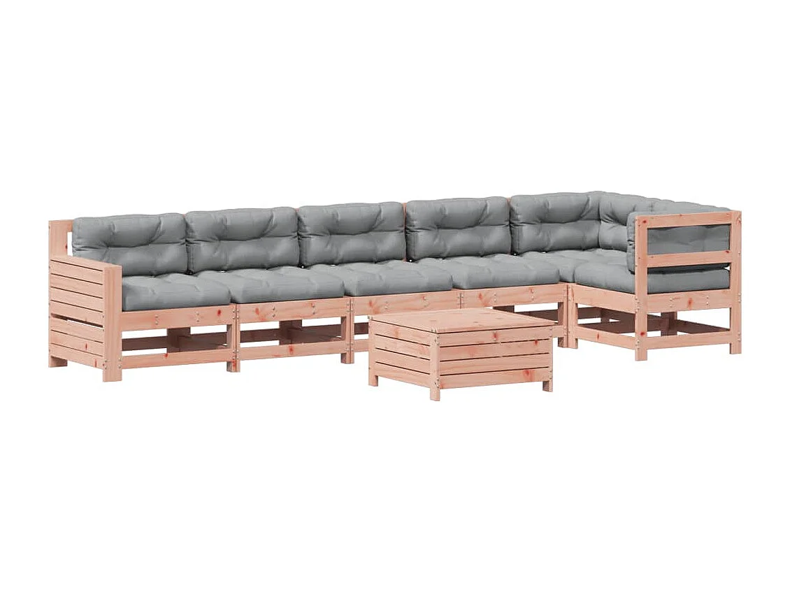 Set Divani Giardino 7 pz con Cuscini Legno Massello di Douglas