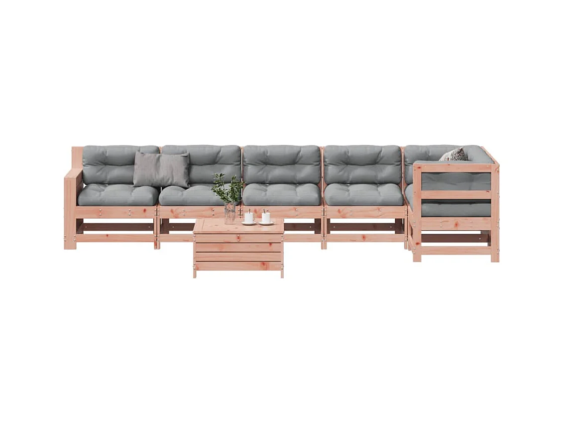 Salon de jardin 7 pcs avec coussins bois massif douglas