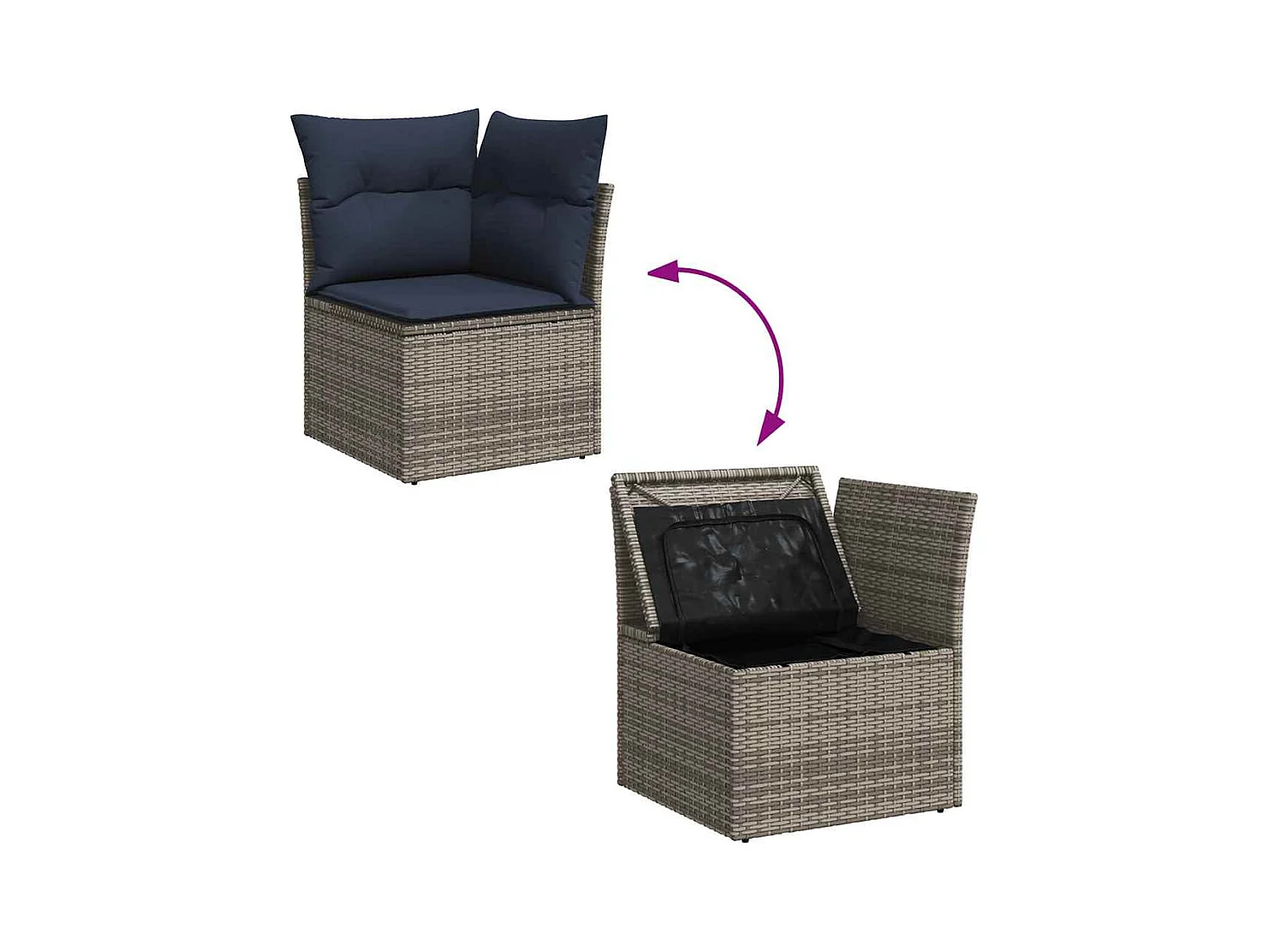 12-tlg. Garten-Sofagarnitur mit Kissen Grau Poly Rattan